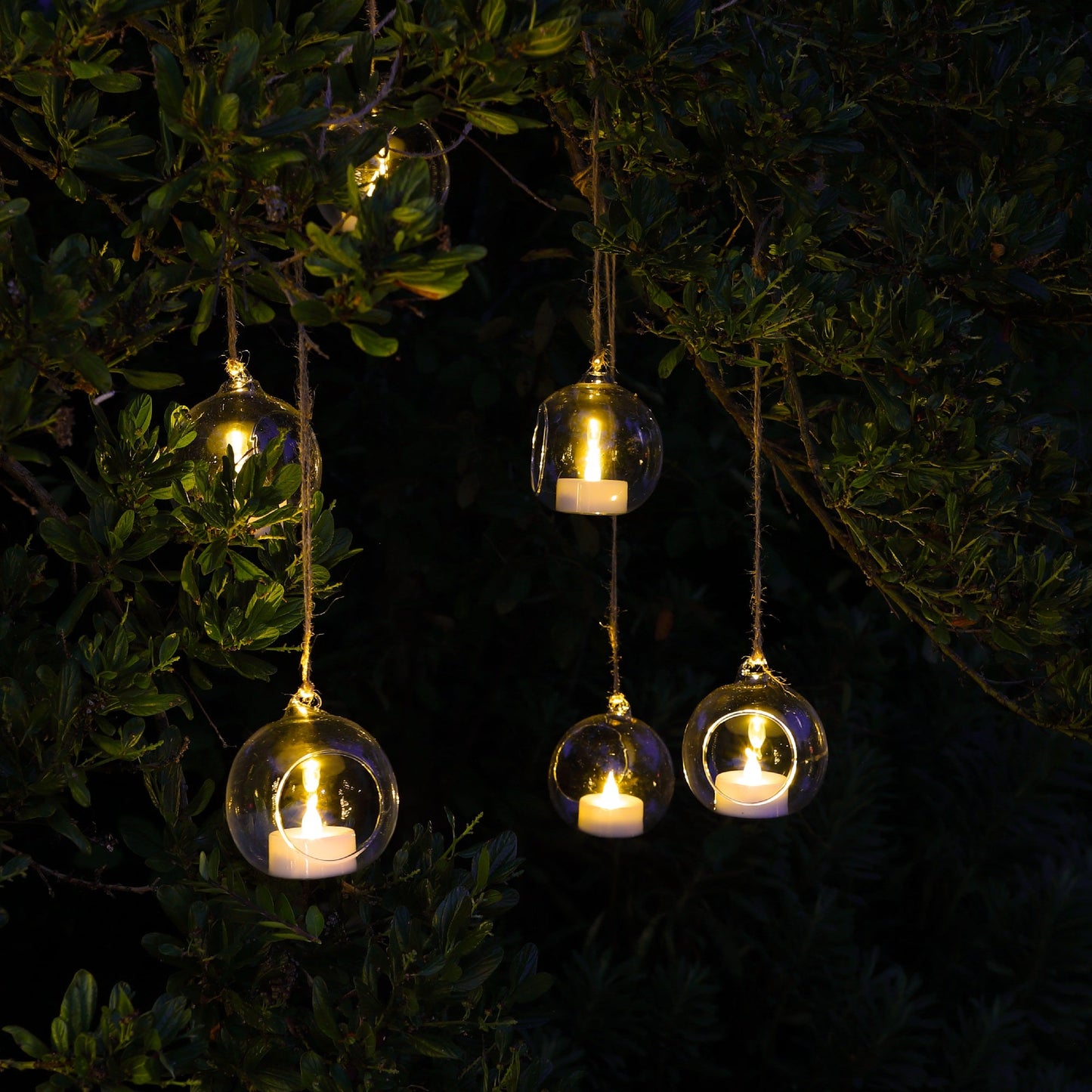 Set Of 6 Tealights in Glass Bubbles