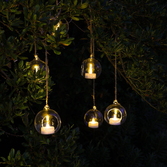 Set of 6 Tealights in Glass Bubbles