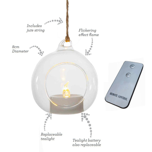 Set of 6 Tealights in Glass Bubbles