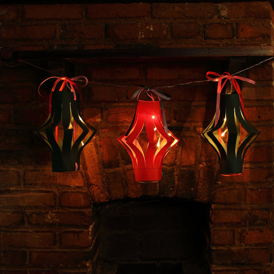 Set of 3 DIY Large Paper Lanterns with Icicle Light Chain