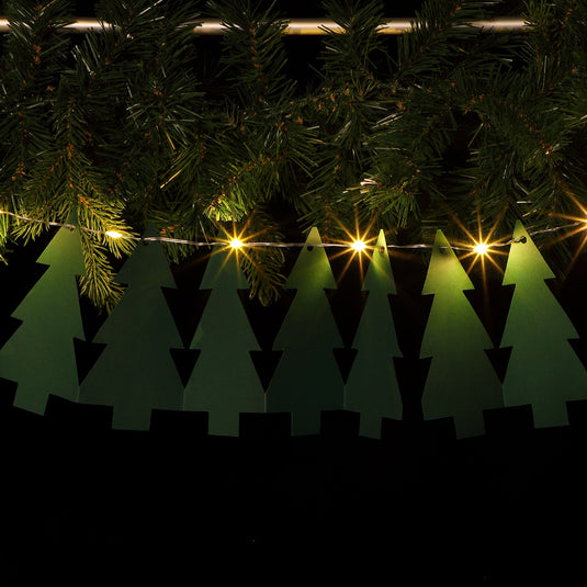 DIY Green Tree Paper Chain - 10 Warm White LEDs