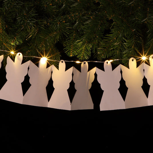 DIY White Angel Paper Chain - 10 Warm White LEDs