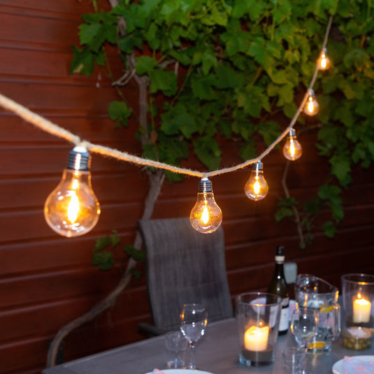 20 Connectable Jute Rope Festoon Lights