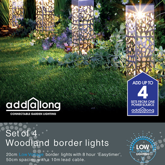 Set of 4 Connectable Square Woodland Cut Border Lights