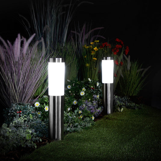 Set of 2 Connectable Maxi Frosted Stainless Steel Bollard
