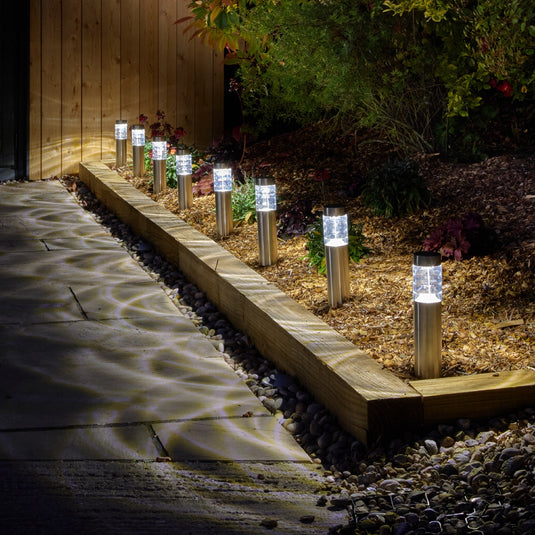 Set of 4 Connectable Midi Prism Stainless Steel Bollard