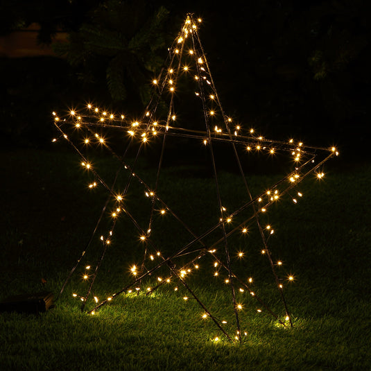55cm Battery Operated Folding Black Wire Star - 180 Warm White LEDs