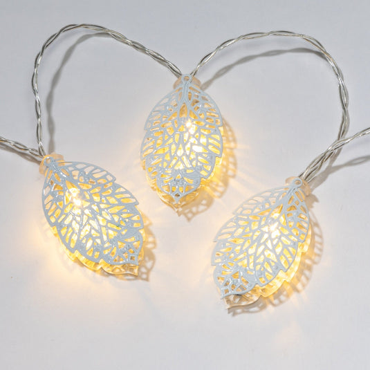 19m Warm White Metal Leaf Light Chain - 10 LEDs