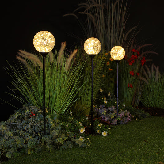 Set of 3 Warm White Connectable Crackleball Lights