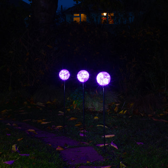 Set of 3 Lilac Connectable Crackleball Lights