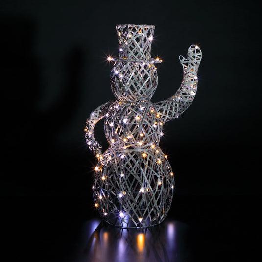 1m Grey Rattan Dickensian Snowman - 120 LEDs