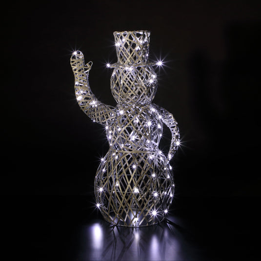 1m Grey Rattan Dickensian Snowman - 120 LEDs