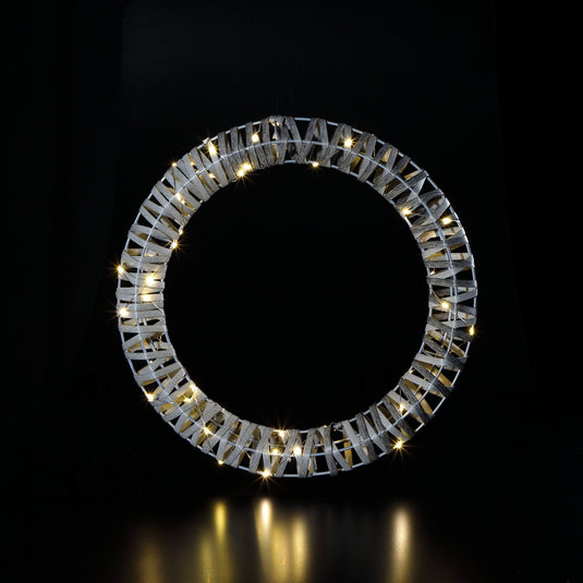 Duo Bulb Grey Rattan Wreath