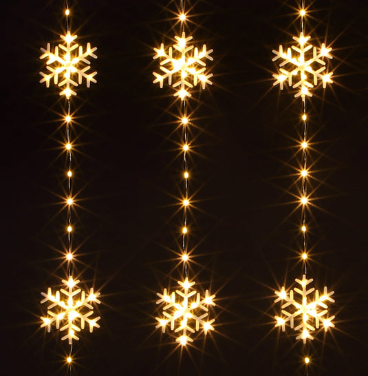 Snowflake Wire Curtain Light - 234 Warm White LEDs
