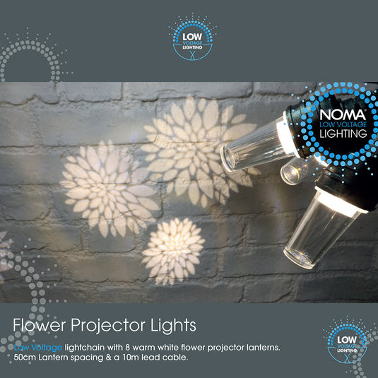 Warm White Flower Projector String Lights