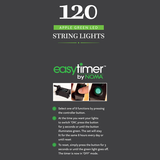 120 Green Multifunction String Lights With Green Cable