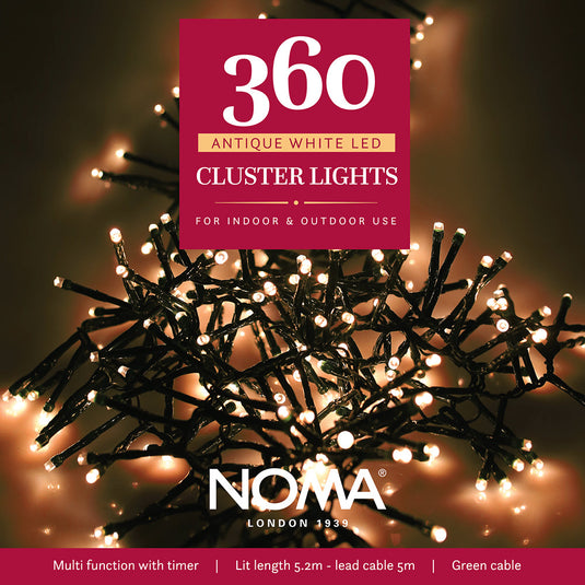 360 Antique White Multifunction Cluster Lights With Green Cable