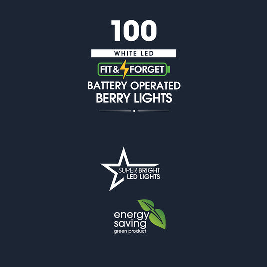100 Fit & Forget White Multifunction Berry Lights