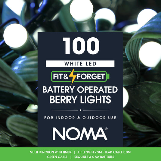 100 Fit & Forget White Multifunction Berry Lights