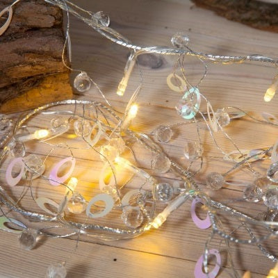 2m Warm White Iridescent Disc Garland - 20 LEDs
