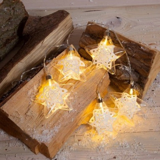 90cm Warm White Glass Star Light Chain - 5 LEDs