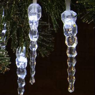 40 White Icicle Drop Lights with Clear Cable