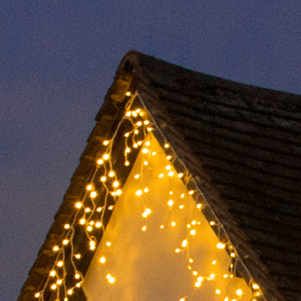 360 Warm White Snowing Icicles With White Cable