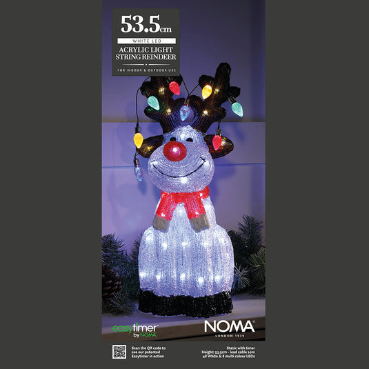 54cm Acrylic Reindeer With String Lights