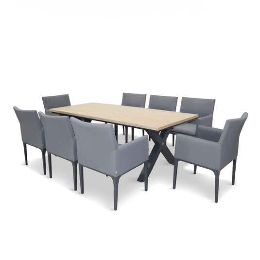 LG Outdoor Stockholm 8 Seat Dining Set with Armchairs