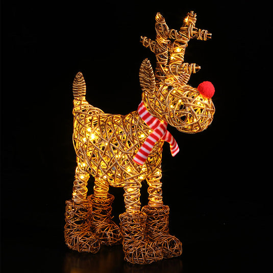 63cm Brown Wicker Rudolph - 80 LEDs