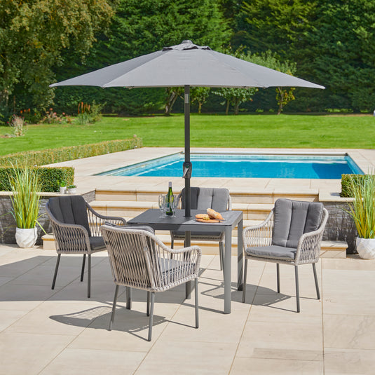 LG Outdoor Bali 4 Seat Dining Set with 2.5m Parasol