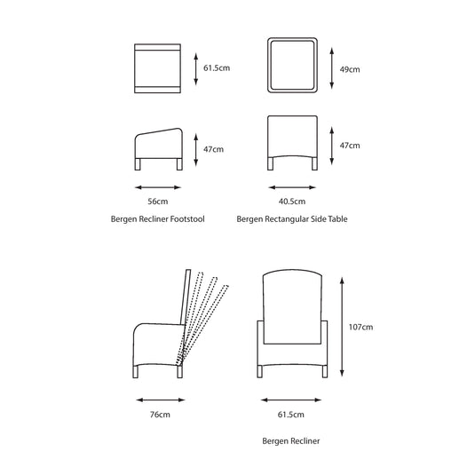 LG Outdoor Bergen 5 Piece Recliner Set