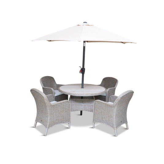 LG Outdoor Bergen 4 Seat Dining Set with Deluxe 2.5m Parasol