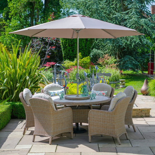 LG Outdoor Bergen 6 Seat Dining Set with Deluxe 3m Parasol