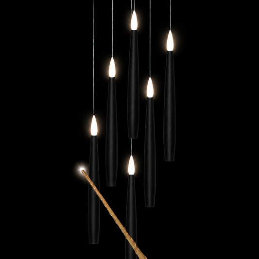 Set of 5 Magic Candles (Black) With Wand