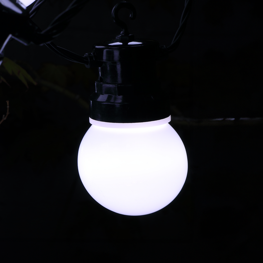 20 White Traditional Festoon Lights with Black Cable