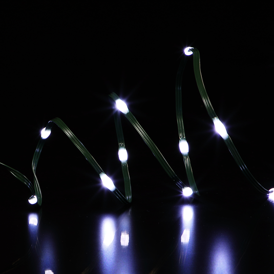 200 White Flexi Wire Lights with Green Cable