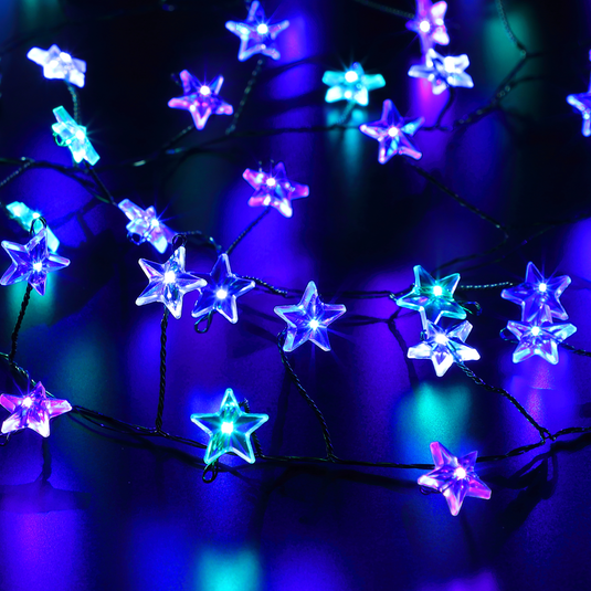 360 Pastel Micro Star Garland With Silver Wire