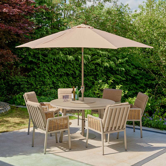 Havana 6 Seat Dining Set with Lazy Susan and 3.0m Parasol