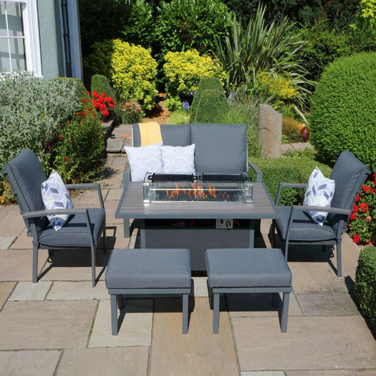 LG Outdoor Milano Lounge Set With Gas Firepit Table