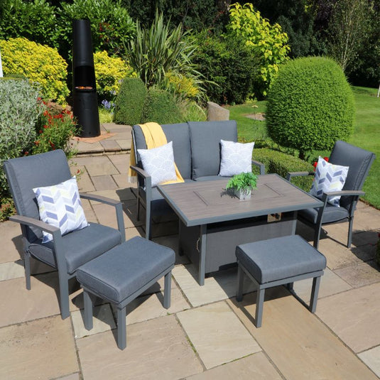 LG Outdoor Milano Lounge Set With Gas Firepit Table