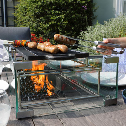 LG Outdoor Milano Lounge Set With Gas Firepit Table