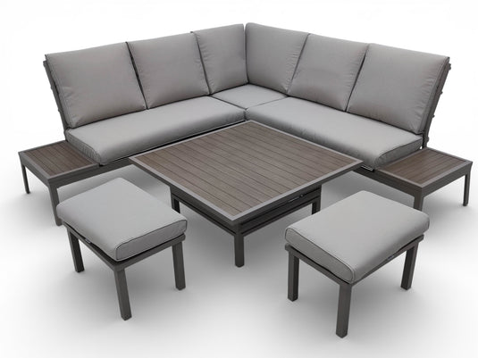 Milano Taupe Deluxe Modular Dining Set with Adjustable Table