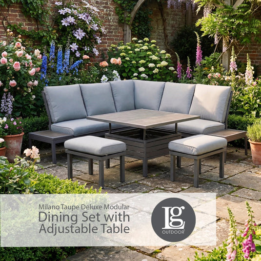Milano Taupe Deluxe Modular Dining Set with Adjustable Table