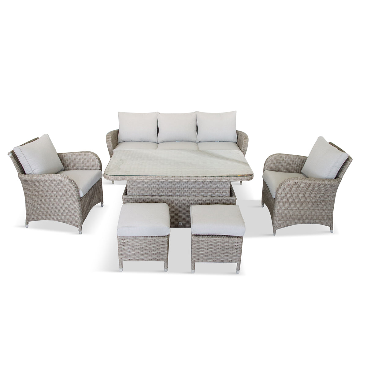 LG Outdoor Monaco Sand Lounge Dining Set with Adjustable Table