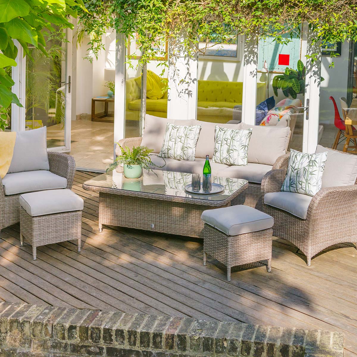 LG Outdoor Monaco Sand Lounge Dining Set with Adjustable Table
