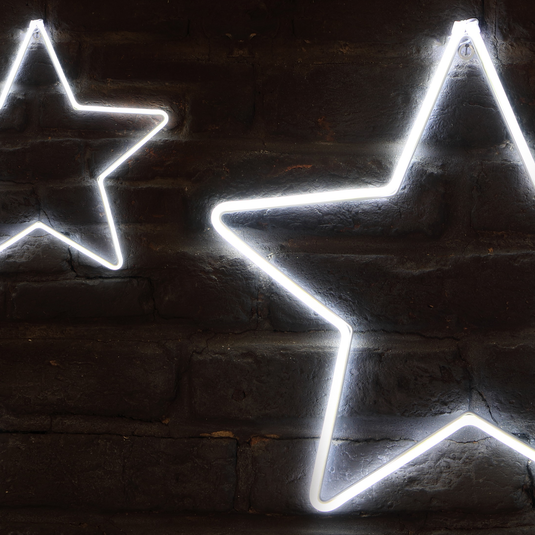 Set of 3 Small/Medium/Large White Neon Stars