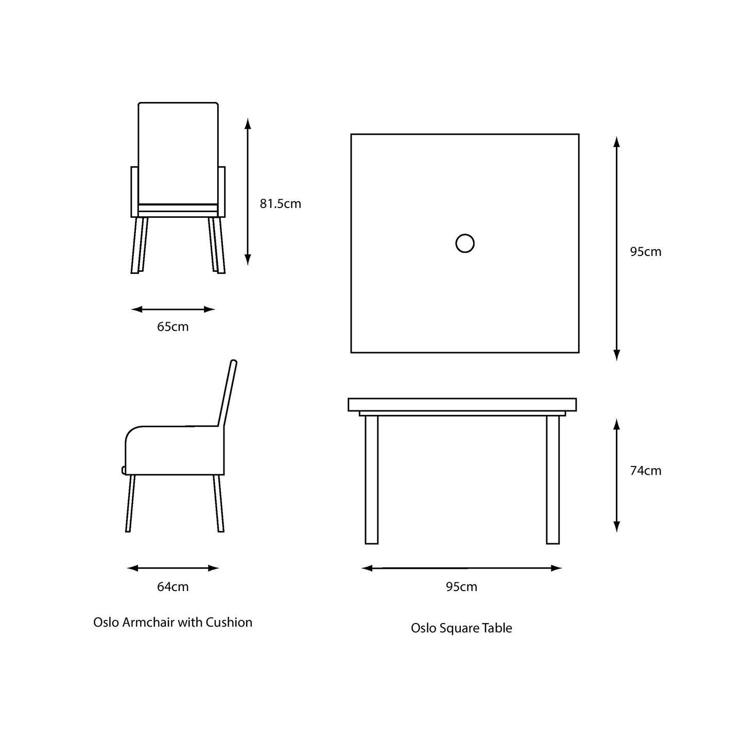 LG Outdoor Oslo 4 Seat Square Dining Set