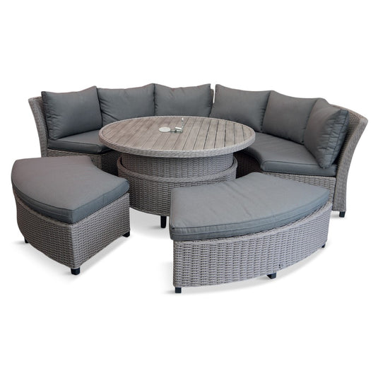 LG Outdoor Oslo Curved Dining Modular Set with Crank Adjustable Table