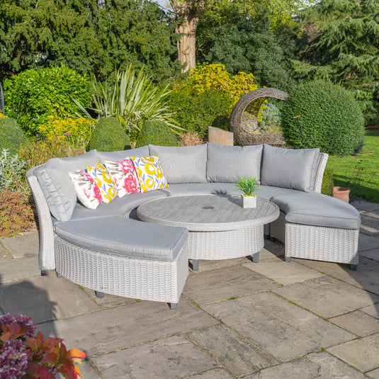 LG Outdoor Oslo Curved Dining Modular Set with Crank Adjustable Table